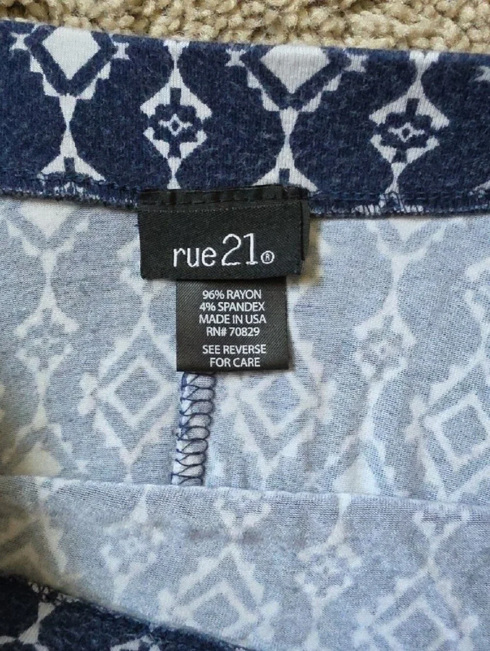 Rue21 Navy & White Printed Skater Skirt